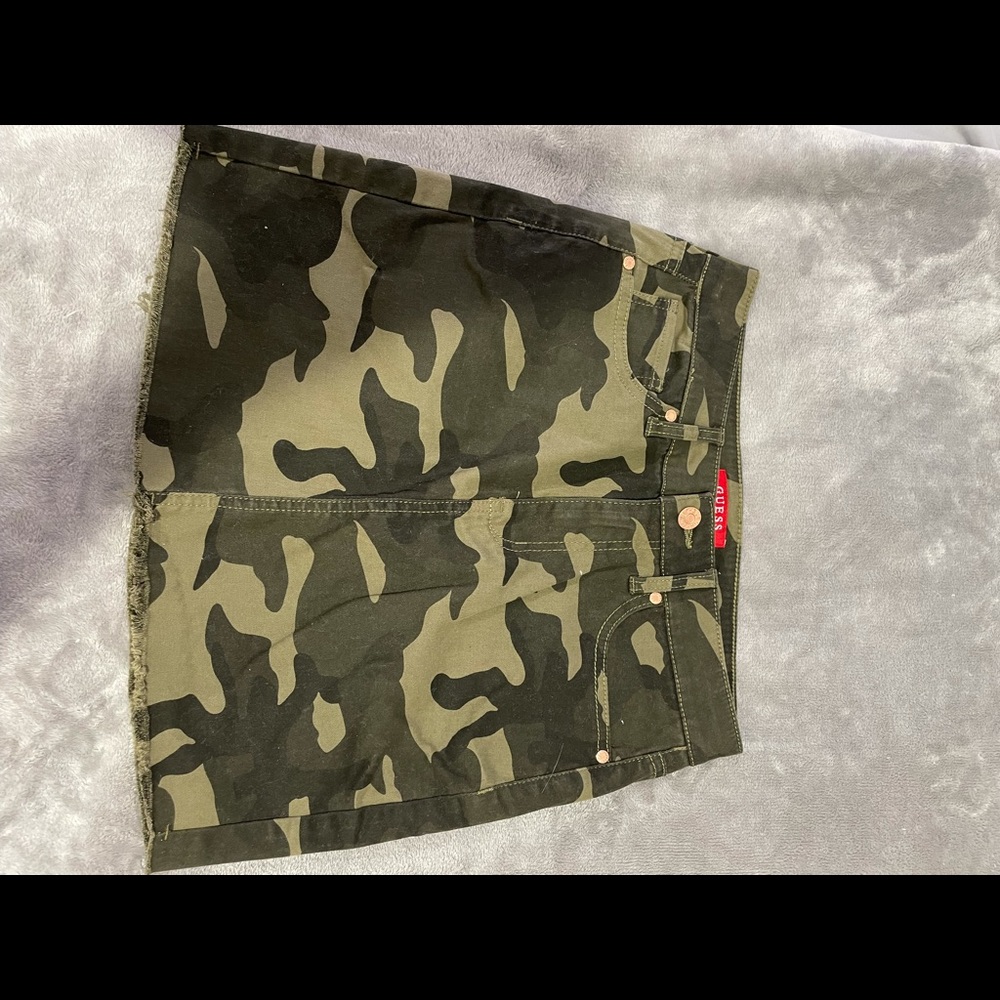 Camo denim skirt